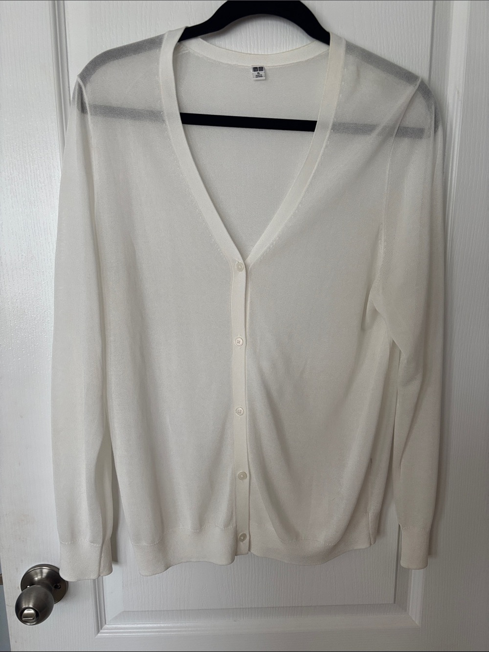 Uniqlo Ivory V-Neck Lightweight Button Cardigan